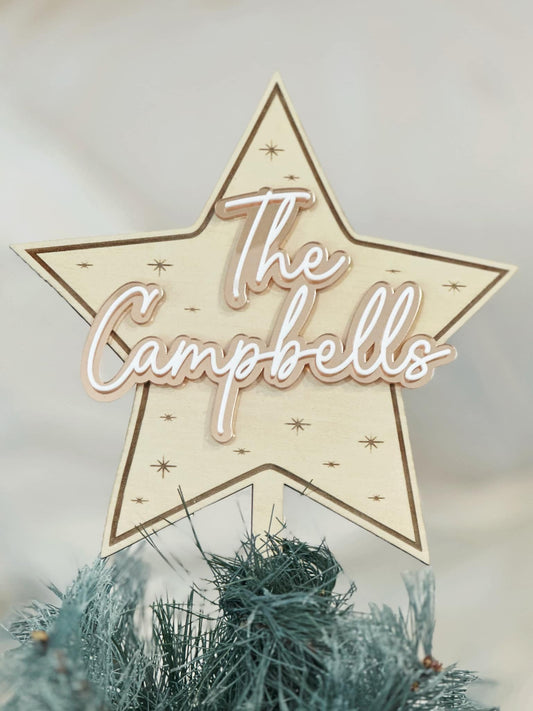 Personalised Christmas Tree Star Topper