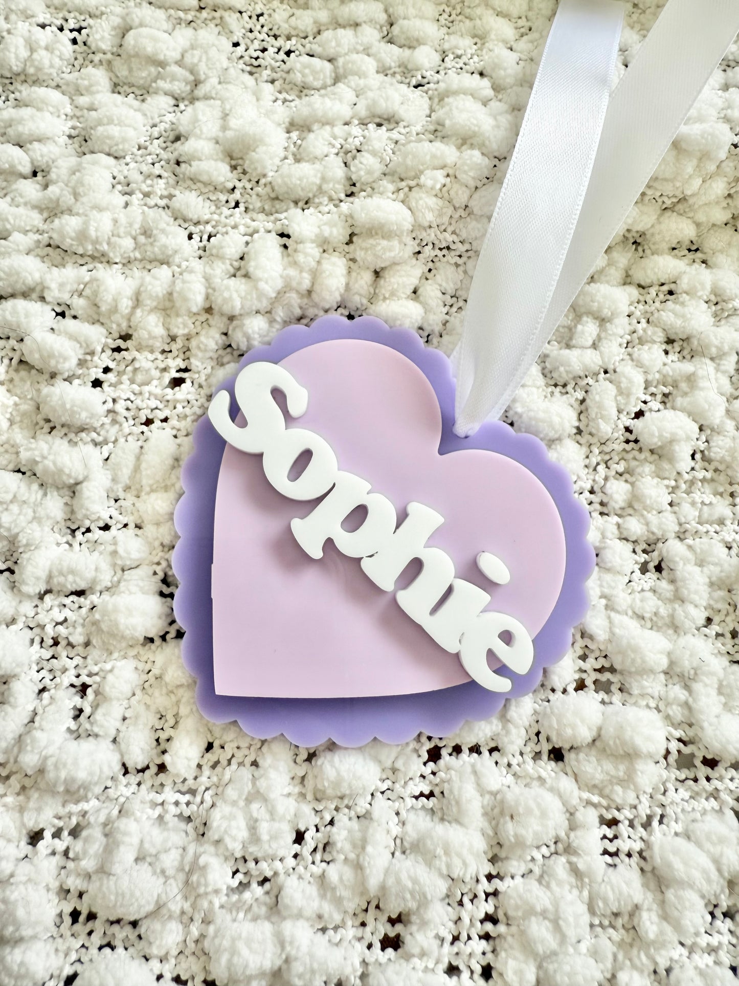 Personalised Acrylic Love Heart Gift Tag/Keyring