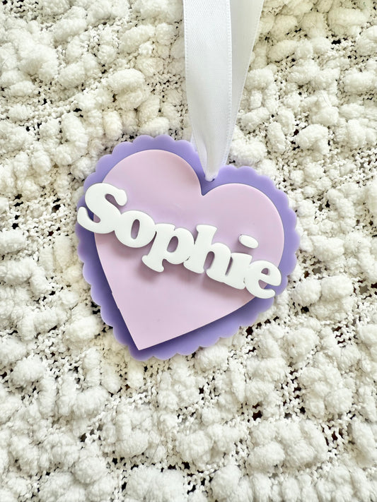 Personalised Acrylic Love Heart Gift Tag/Keyring