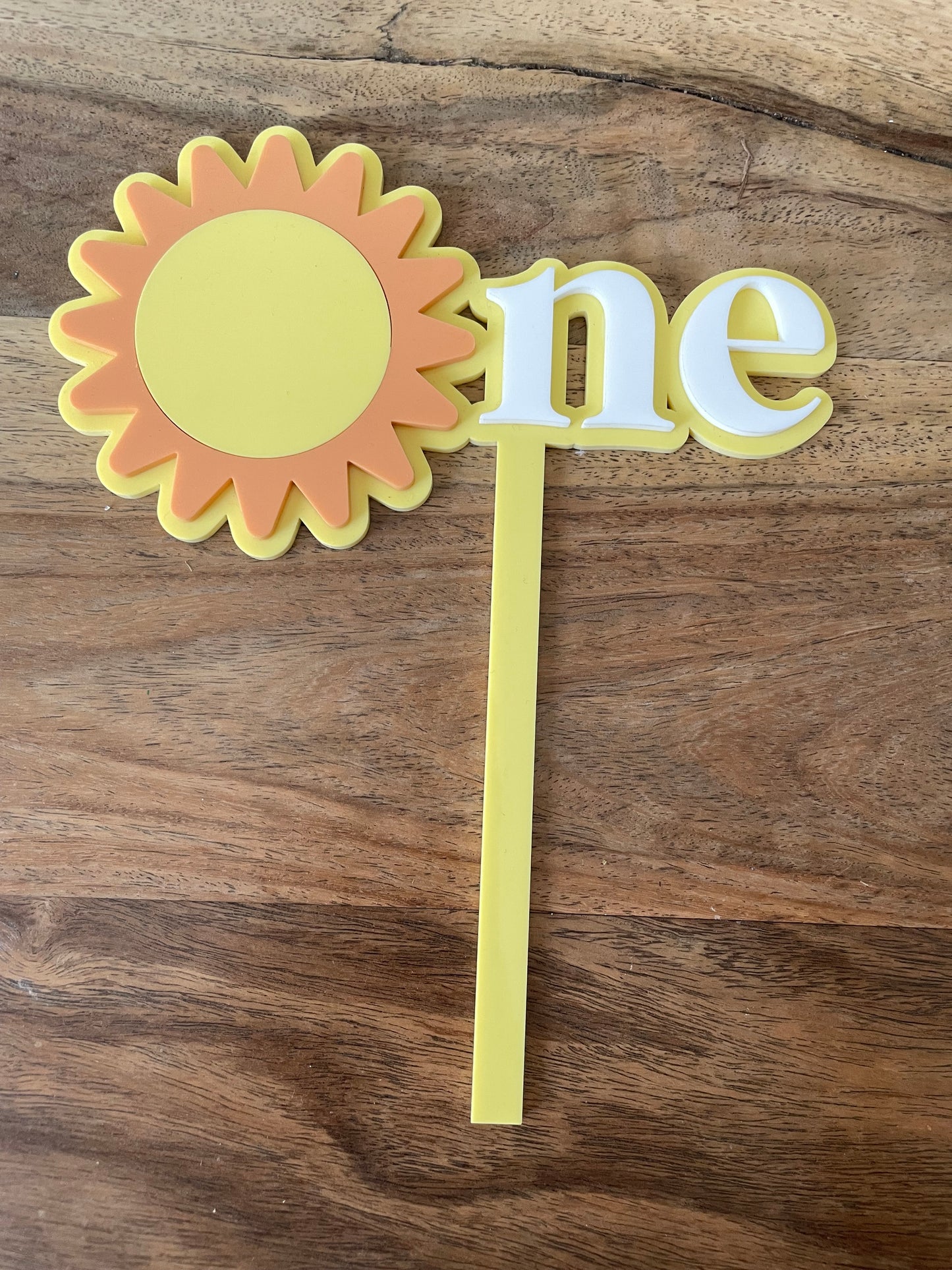 Yellow Sun First Birthday Cake Topper