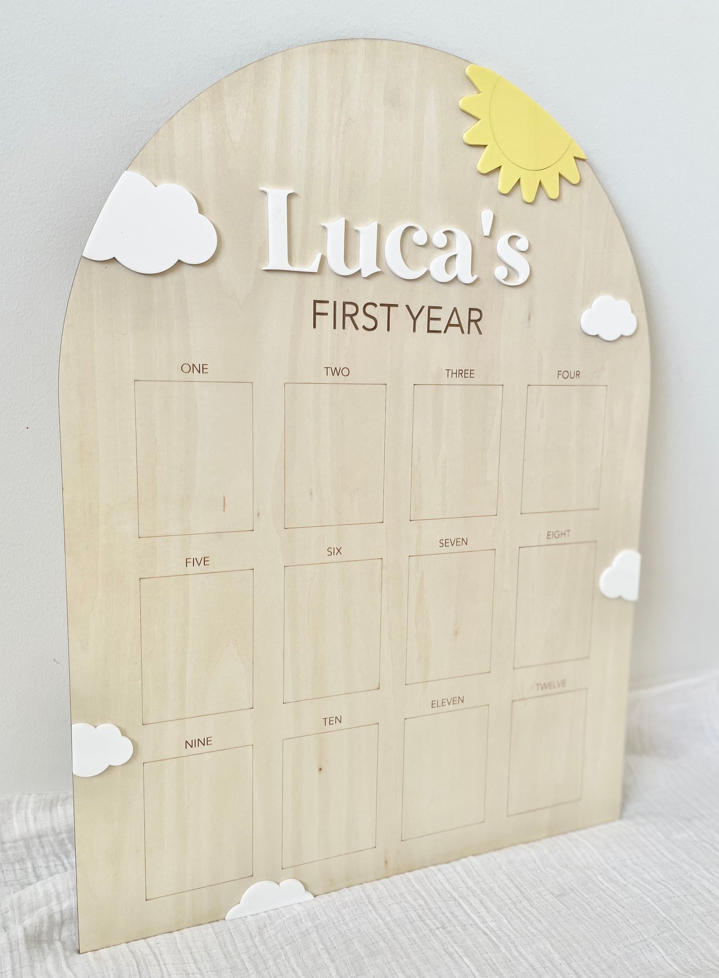 First Birthday Photo Board - Sun & Clouds