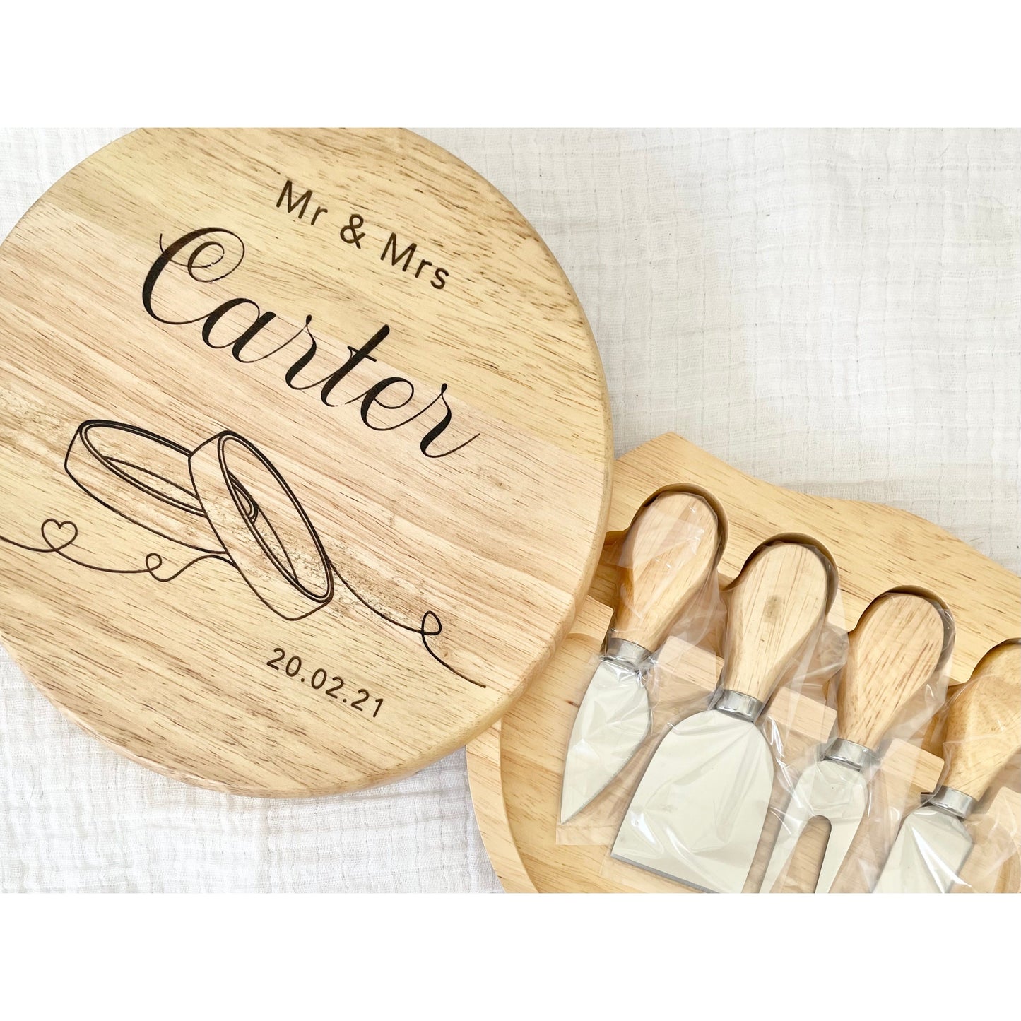 Personalised Wedding Gift Cheeseboard & Knife Set - Little Keep & Co