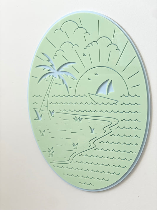 Beach Wall Plaque - Blue/Green