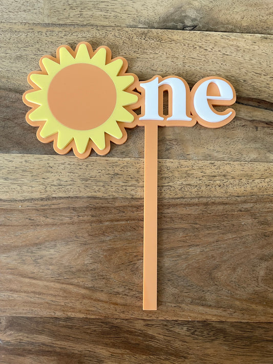 Orange Sun First Birthday Cake Topper