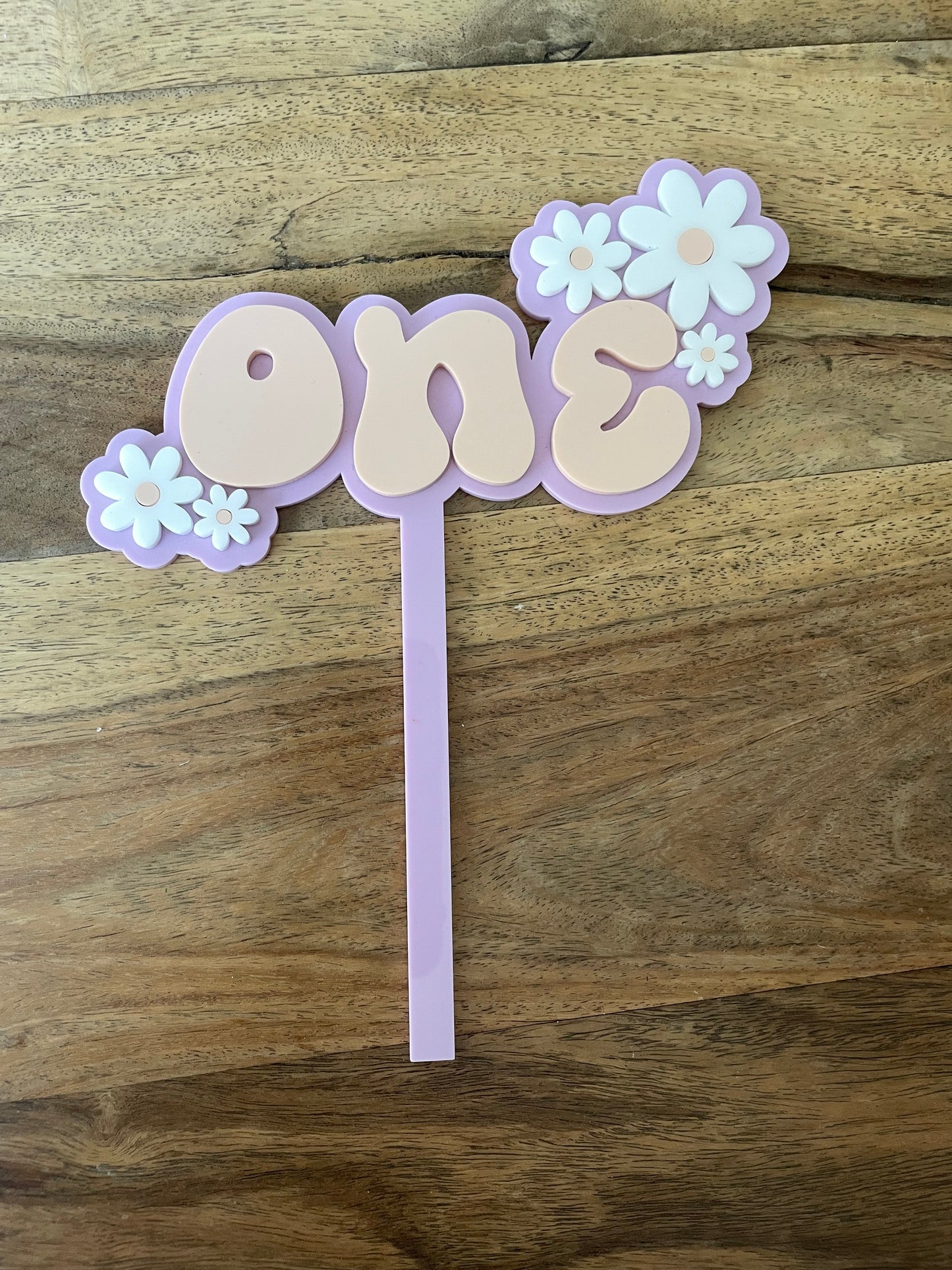 Purple Daisy First Birthday Cake Topper