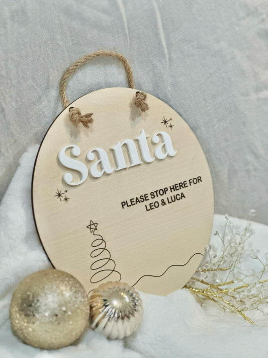 Santa Stop Here Hanging Sign