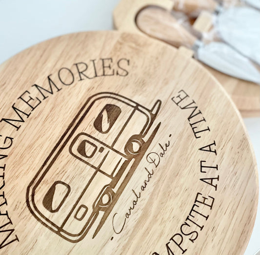 Personalised Caravan Cheeseboard & Knife Set