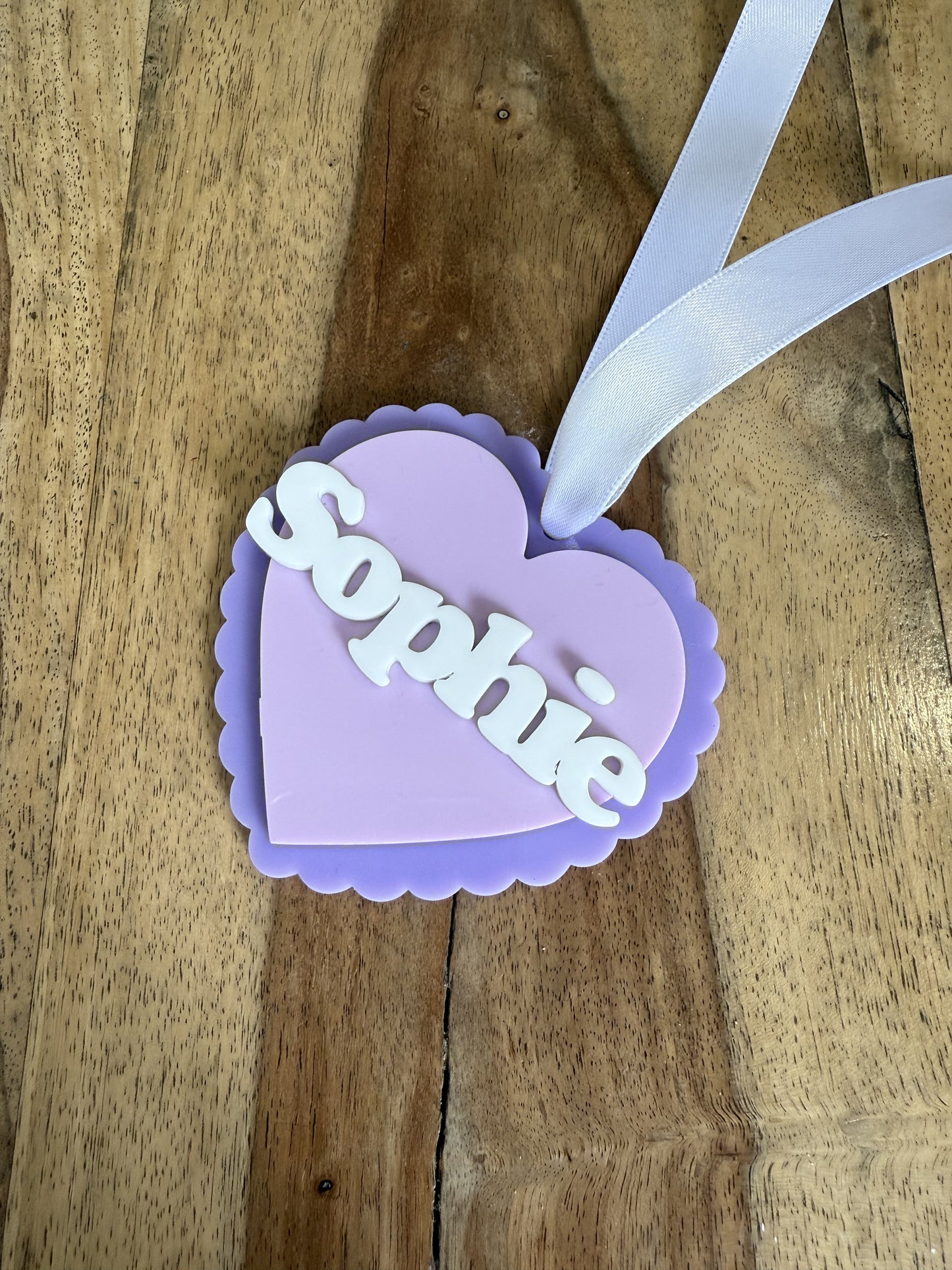 Personalised Acrylic Love Heart Gift Tag/Keyring