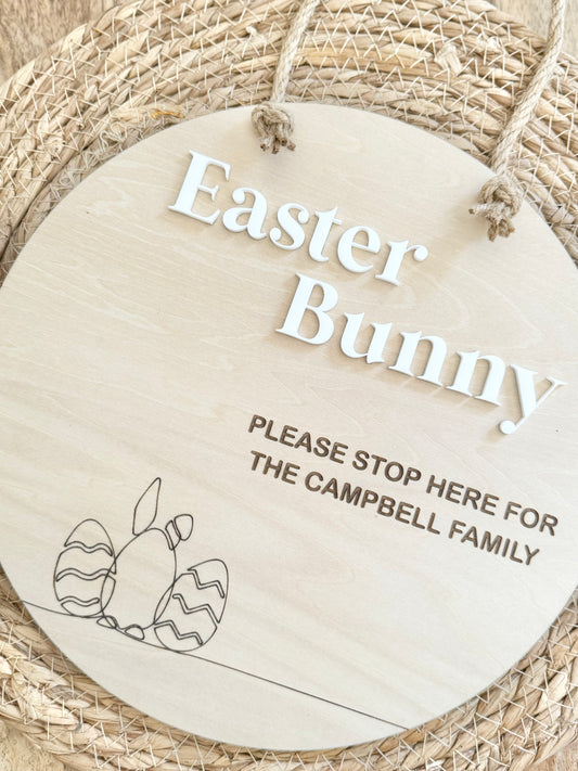 Easter Bunny Stop Here Hanging Sign