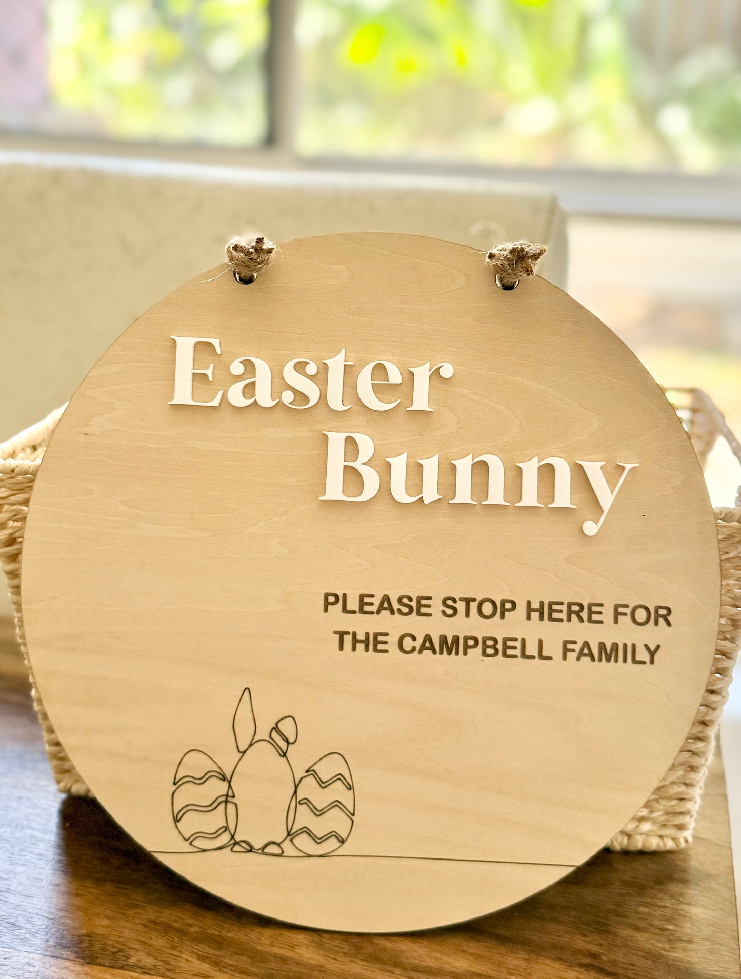 Easter Bunny Stop Here Hanging Sign