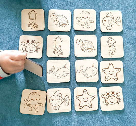 Sea Creature Wooden Memory Game