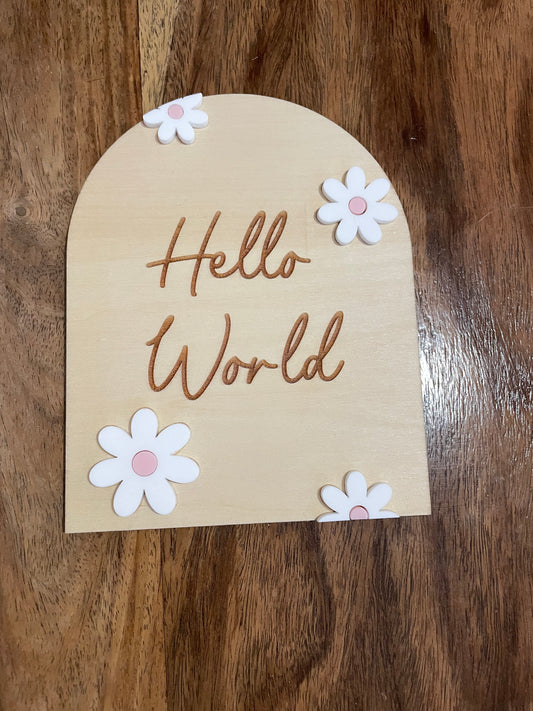 Acrylic Daisy Announcement Plaque