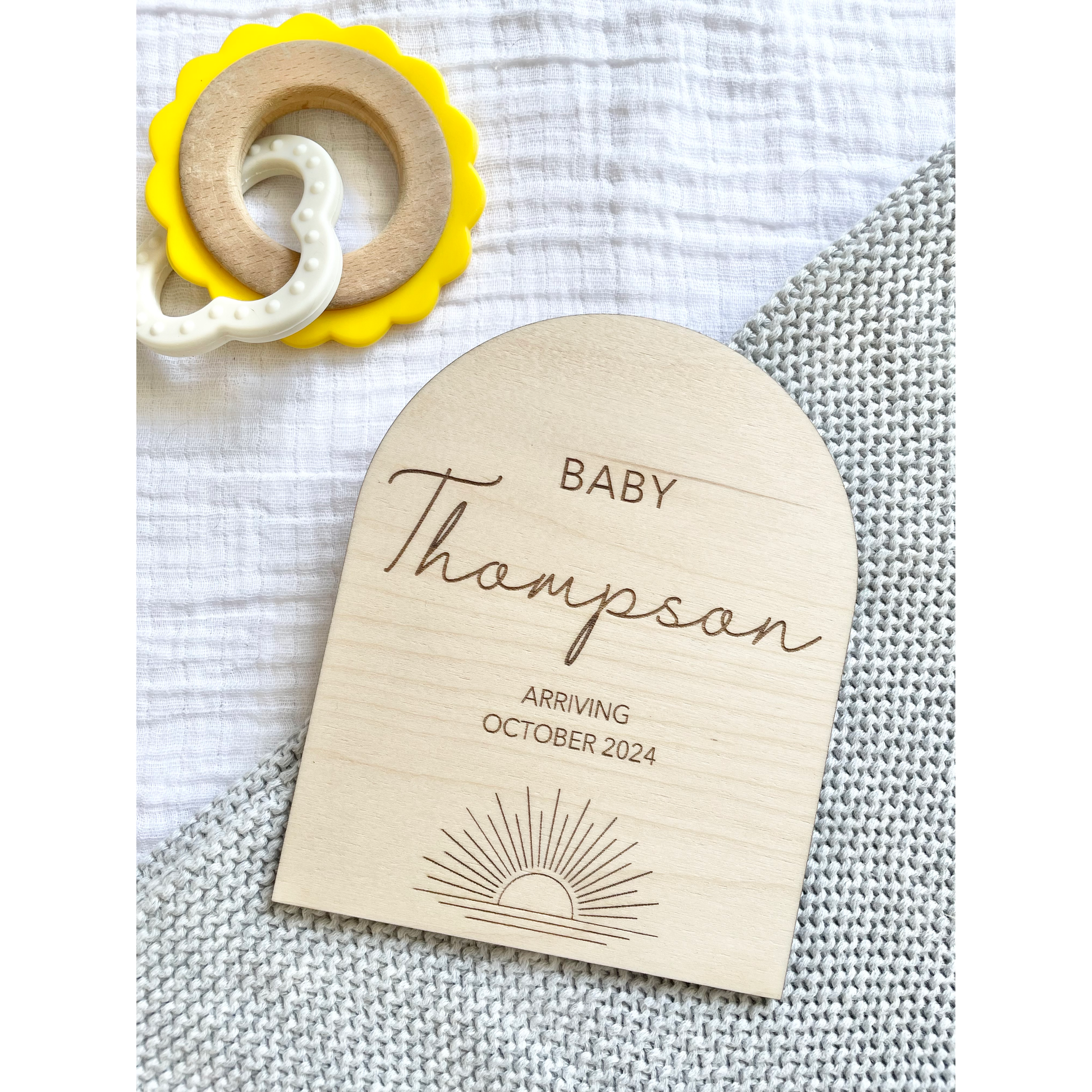 Baby Announcement Plaque - Sun - Little Keep & Co